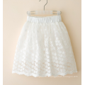 Chlidren Lace Trim Plissé Jupes courtes brodées de Wide Out doublé